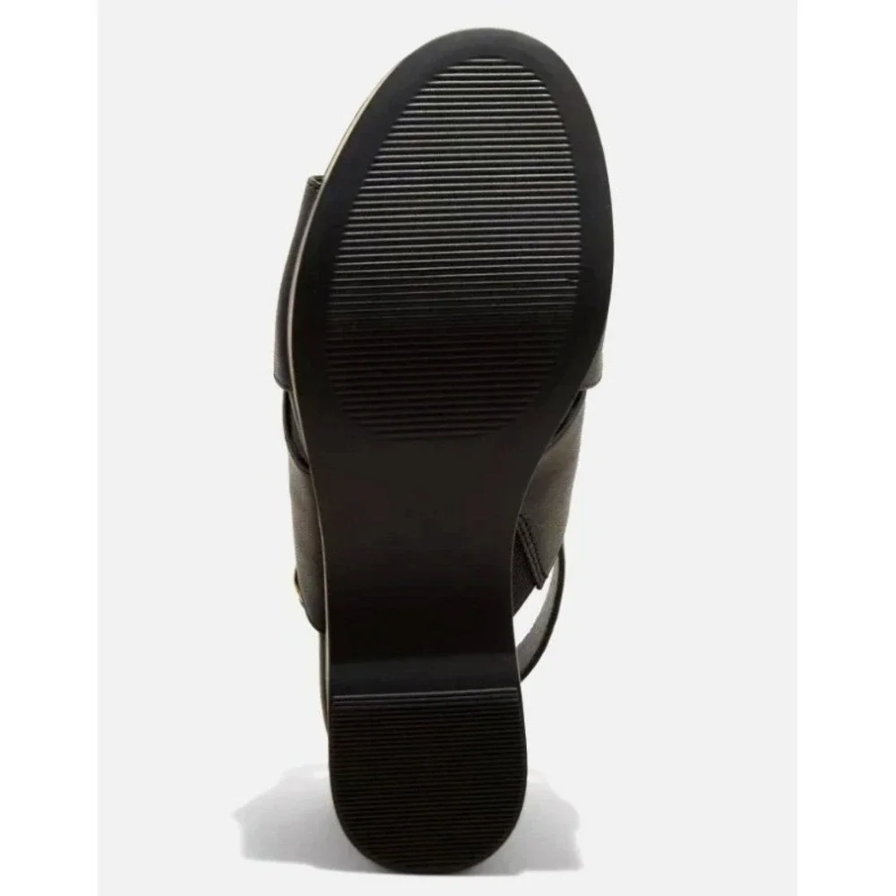 Universal Thread Naomi Black Wood Wedge Heels Memory Foam Sandals 8.5 - Picture 4 of 4